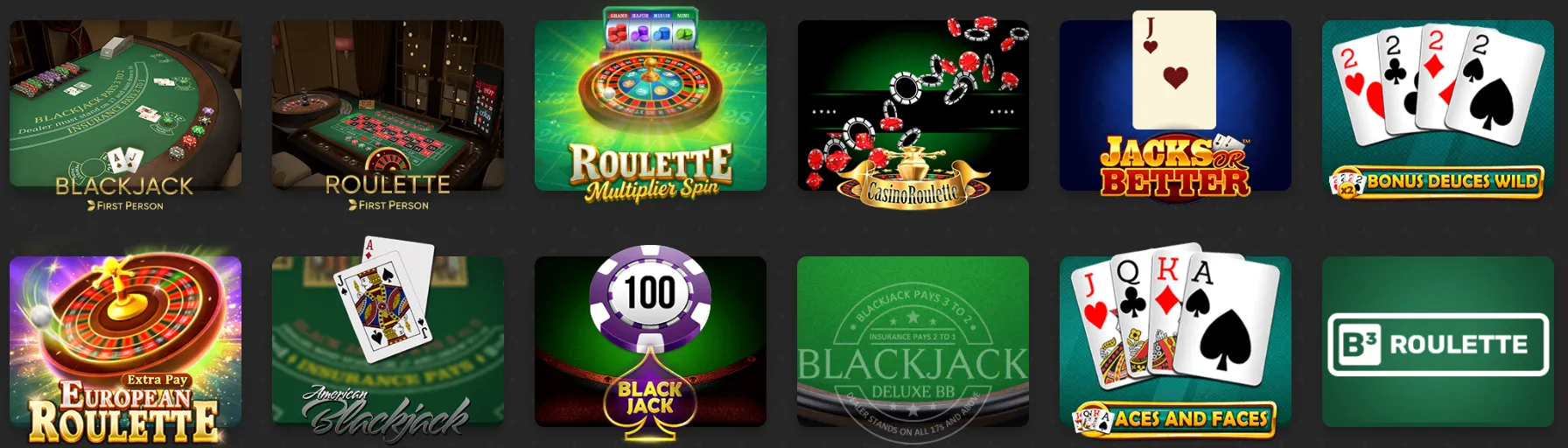 Table Games Collection at Winoui Casino